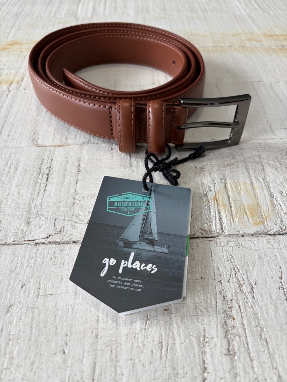 Mio Marino Collection Classy Prong Buckle Belt NWT size 46 Brown Leather Cllase